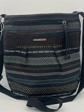 Dakine Lola 2L Black Crossbody with Multicolor Geometric Stripes